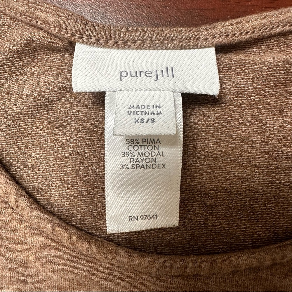 Purejill Brown Oversized Top Pockets Womens Size XS/S Lagenlook Pima Cotton - Picture 4 of 6